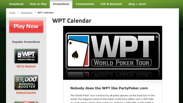 Party Poker WPT Website