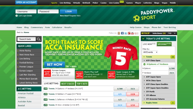 Paddy Power Website