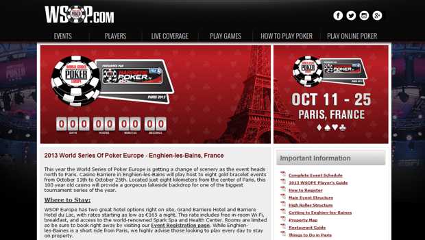 WSOP Europe Website